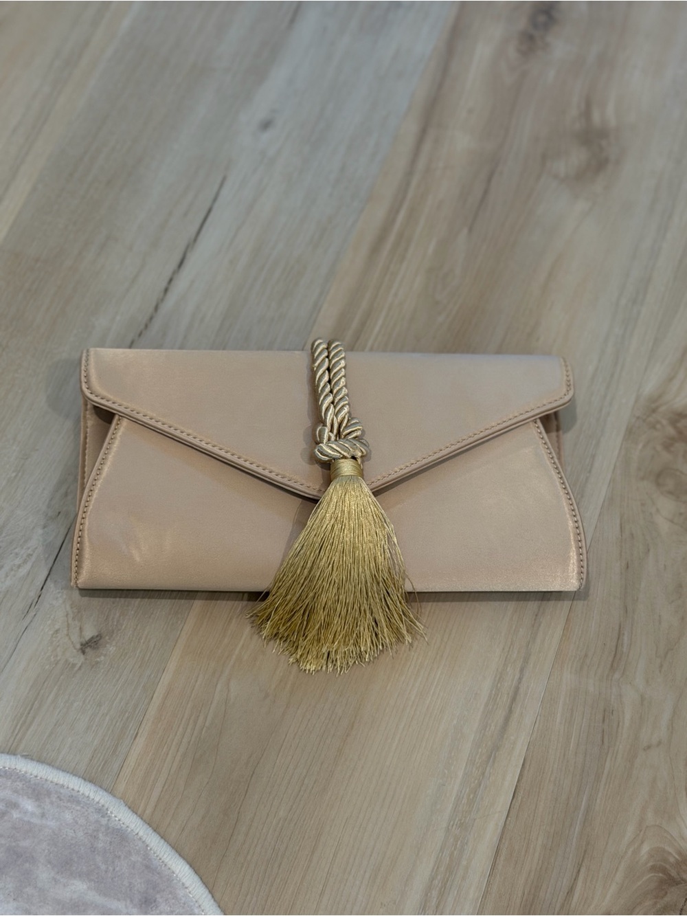 Tuckernuck Blush Envelope Clutch with Gold Tassel